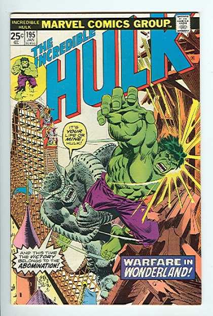 Hulk 195 - Marvel Comics Group - 25c - 195 Jan - Warfare In Wonderland - Abomination