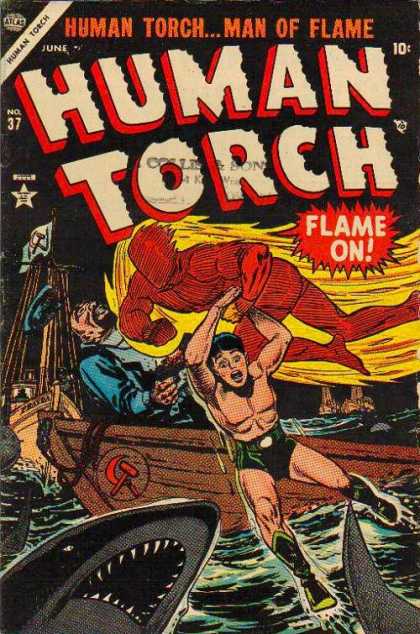 Human Torch 37 - Flame On - Rescue - Boat - Sharks - Commusim