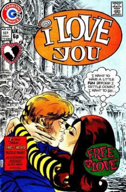 I Love You 108 - Free To Love - Heart - Kiss - Find The Word - Charlton Comics