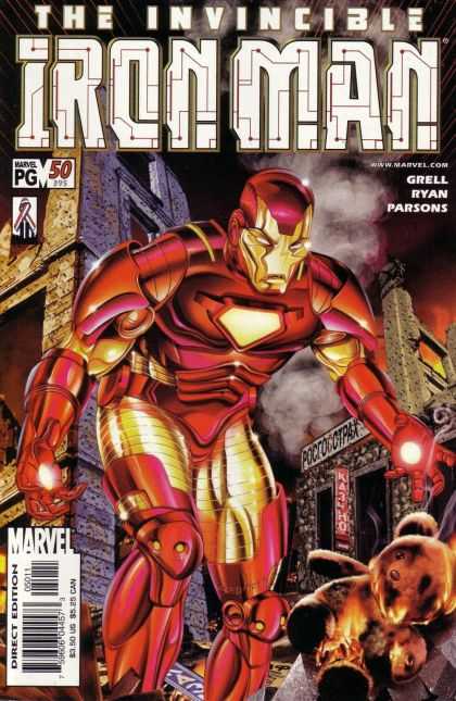 Iron Man (1998) 50 - The Invincible - Buildings - Dark Sky - Teddy Bear - Marvel - Greg Horn