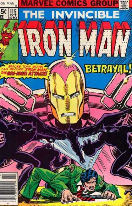 Iron Man 115 - Betrayal - Ani-men - Green Suit - Silhouettes - Gold Face - John Romita