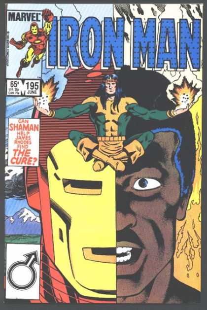 Iron Man 195 - Indian With Flamed Hands - Sitting Shaman - Shaman - James Rhodes - Black Face