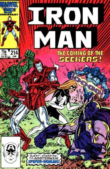 Iron Man 214 - Seekers - Spider Woman - Fighting - Chain - Green Monster