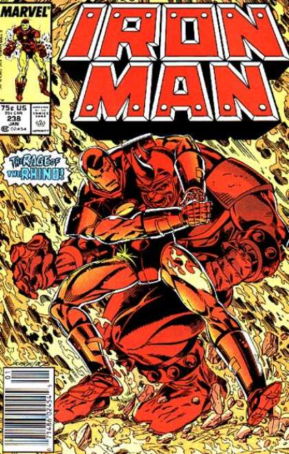 Marvel - Rage Of The Rhino - Flames - Block Lettering - Headlock - Bob Layton Iron Man 238 - Marvel - Rage Of The Rhino - Flames - Block Lettering - Headlock - Bob Layton