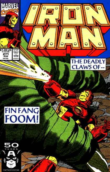 Iron Man 271 - The Deadly Claws Of - Fin Fang Foom - Issue 271 Aug - Gun - Fight - Bob Wiacek, Paul Ryan