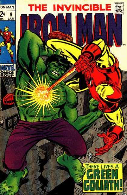 Iron Man 9 - Battle - Incredible Hulk - Green Goliath - Purple Shorts - Roof Top - Terry Shoemaker