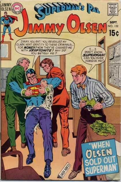 Jimmy Olsen 132 - Kryptonite - Money - Comics Code - Superman - Costume