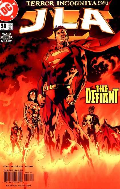 JLA 58 - Terror Incognita - Waid Miller Neary - Superman - The Defiant - Fire - Bryan Hitch