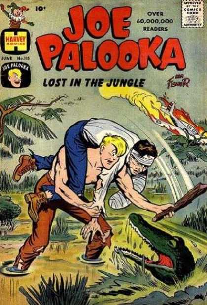 Joe Palooka 115 - Lost In The Jungle - Airplane - Crash - Bandages - Alligator