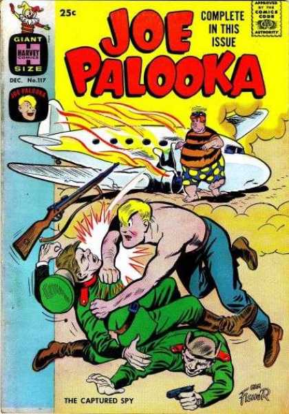 Joe Palooka 117 - Plane - Flames - Shotgun - Punch - Fat Man
