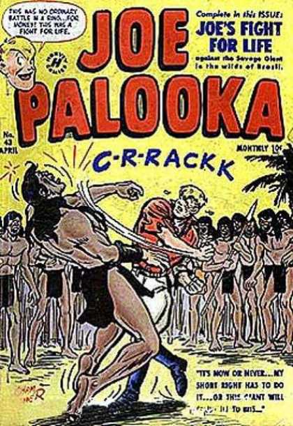 Joe Palooka 43 - Man - Spear - Joes Fight For Life - Harvey Comics - Its Now Or Never - Joe Simon