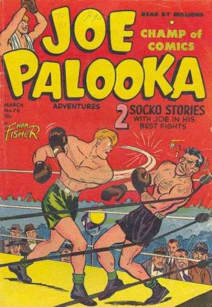 Joe Palooka 76 - 2 Socko Stories - Joes Best Fights - Boxing Ring - Knock Out - Green Trunks - Joe Simon