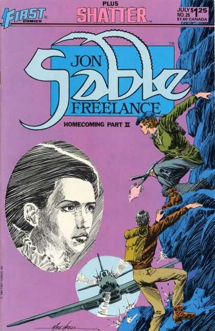 First Comics - Shatter - Gun - Mountain - Airplane - Mike Grell Jon Sable Freelance 26 - First Comics - Shatter - Gun - Mountain - Airplane - Mike Grell