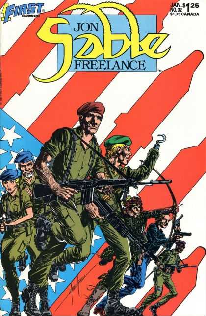 Jon Sable Freelance 32 - Soldiers - Guns - Army - War - American Flag - Mike Grell