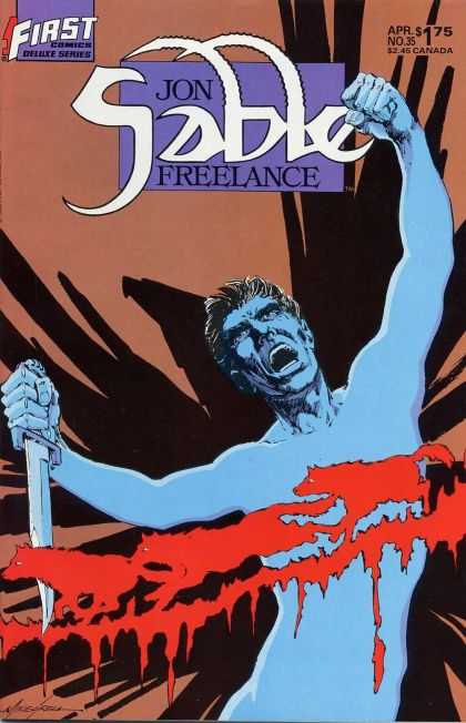 Blue Man - Blood - Dagger - Wolves - Shadows - Mike Grell Jon Sable Freelance 35 - Blue Man - Blood - Dagger - Wolves - Shadows - Mike Grell