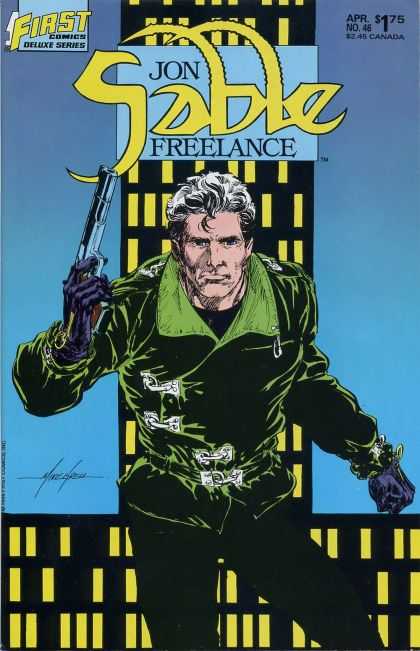 Jon Sable Freelance 46 - First Comics Deluxe Series - Mercenaries - Fighting Man - Gun In Hand - Tough Guy - Mike Grell
