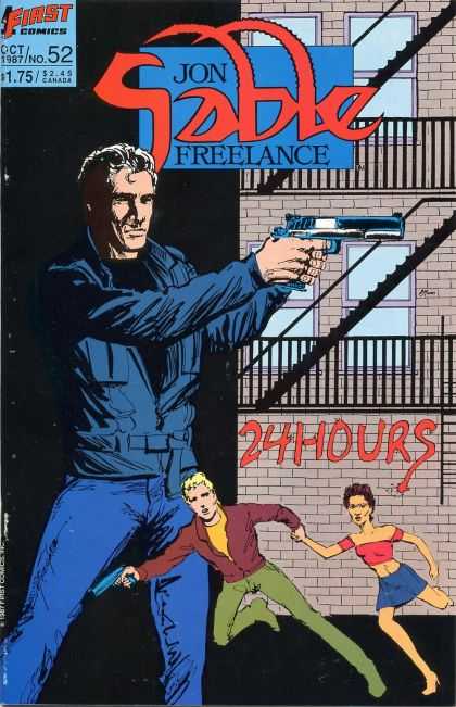 Jon Sable Freelance 52 - 24 Hours - Pistol - Fire Escape - Oct 1987 - No 52 - Mike Grell