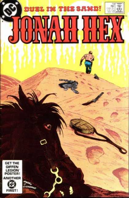 Jonah Hex 79 - Deul In The Sand - Footprints - Canteen - Gun - Horse - Dick Giordano, Ross Andru