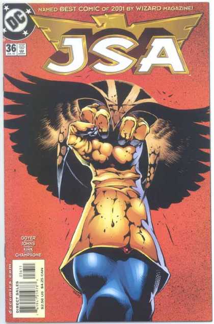 JSA 36 - Best Comic Of 2001 - Fist - Gloved Fist - Red Background - Wizard Magazine - Ralph Morales