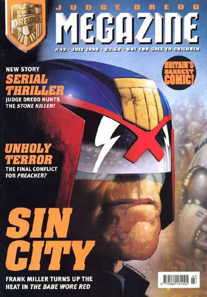 Judge Dredd Megazine III 43 - Serial Thriller - July 1998 - Britains Hardest Comic - Helmet - Unholy Terror