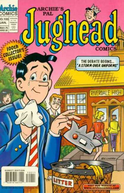 Jughead Comics 100 - Riverdale High School - Uniforms - Crown - Garbage - Tear