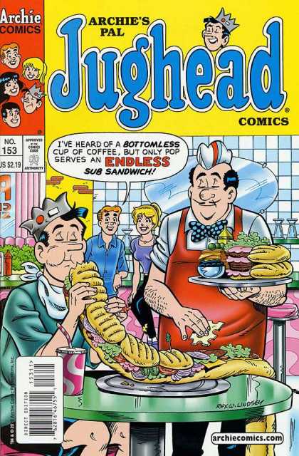 Jughead Comics 153 - Archie - Endless Sub Sandwich - Food - Resturant - Hat