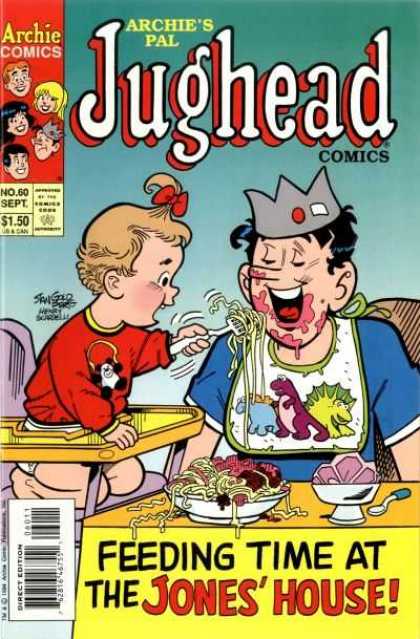 Jughead Comics 60 - Archie - Baby - Spaghetti - Feeding Time At The Jones House - Bib