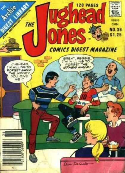 Jughead Jones Digest 36 - Comics Digest Magazine - 128 Pages - One Girl - Three Boys - Drinking And Eating