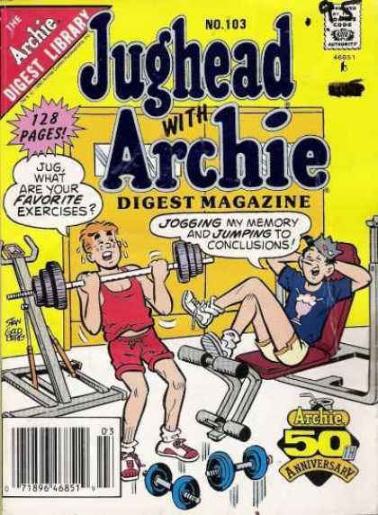 Jughead with Archie Digest 103 - Anniversary - Gym - Man - Door - Comics Code