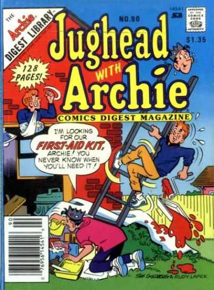 Jughead with Archie Digest 90 - Ladder - First Aid Kit - Paint - Fall - Crown