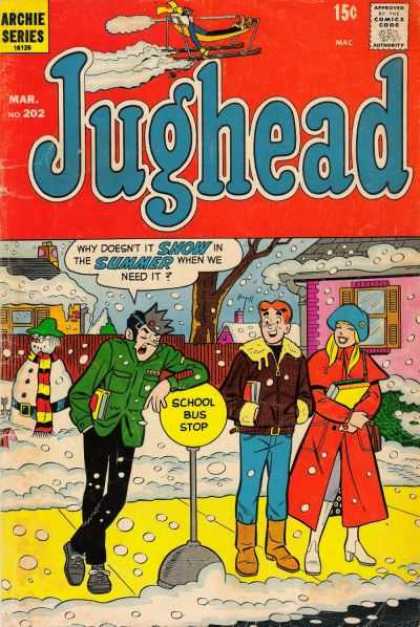 Jughead 202 - Archie Series - Speech Bubble - Bus Stop - Snow - Snowman