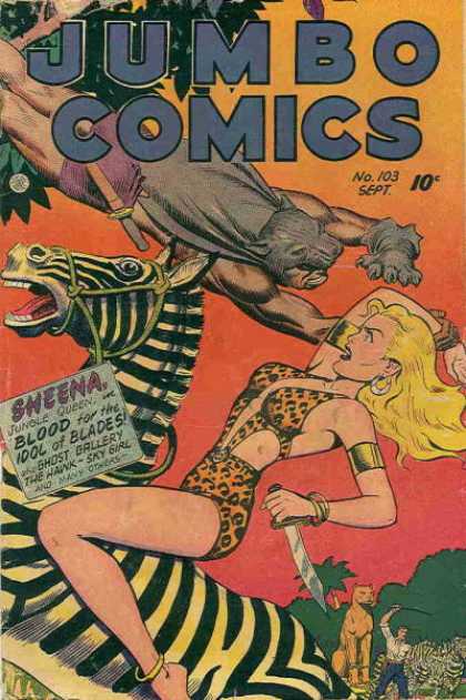 Jumbo Comics 103 - Sheena - Jungle Queen - No 103 - Blood For The Idol Of Blades - Ghost Gallery