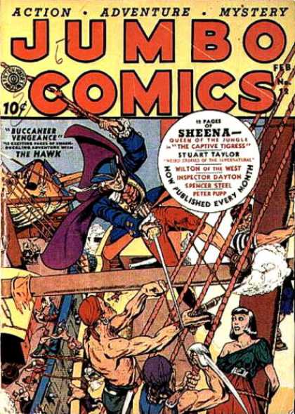 Jumbo Comics 12 - Pirate - Boat - People - Rope - Sword