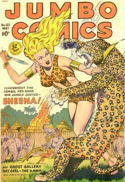 Jumbo Comics 123 - Sheena - Fire - Tiger - Lady - Woman