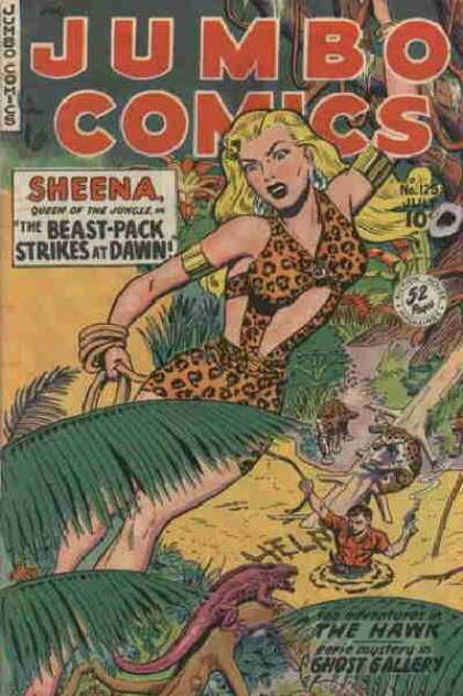 Jumbo Comics 125 - Beast-pack Strikes At Dawn - Sheena Queen Of The Jungle - The Hawk - Ghost Gallery - Eerie Mystery
