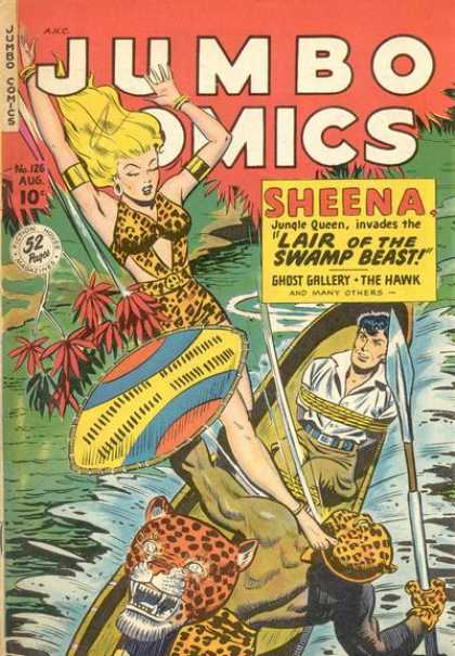 Jumbo Comics 126 - Sheena - Jungle Queen - Jungle - River - Shield