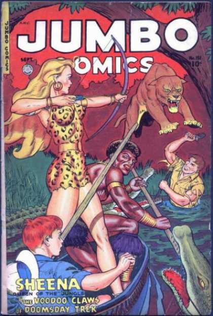 Jumbo Comics 151 - Sheena - Bow - Tree - Crocodiles - Claws