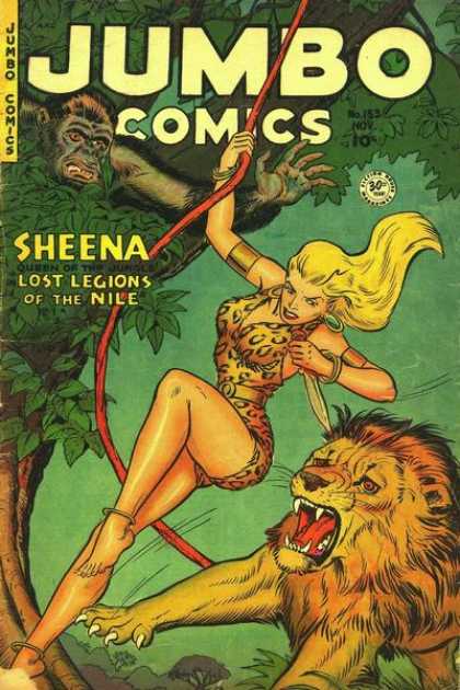 Jumbo Comics 153 - Sheena - Lion - Gorilla - Knife - Tree