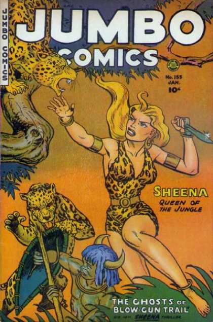 Jumbo Comics 155 - Sheena - Leopard - Queen Of The Jungle - Ghosts Of Blow Gun Trail - Sword