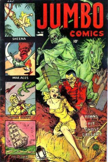 Jumbo Comics 161 - Sheena - War Aces - Damsel In Distress - Boat - The Hawk