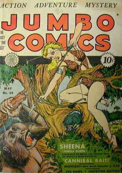 Jumbo Comics 39 - Sheena - Gorilla - Tree - Jungle - Bow