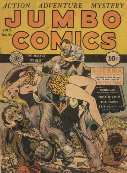 Jumbo Comics 41 - Hut - Elephant - Hunter - Gun - Blonde Girl