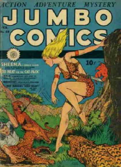 Spear - Jungle - Woman - Leopard - Sheena Jumbo Comics 48 - Spear - Jungle - Woman - Leopard - Sheena