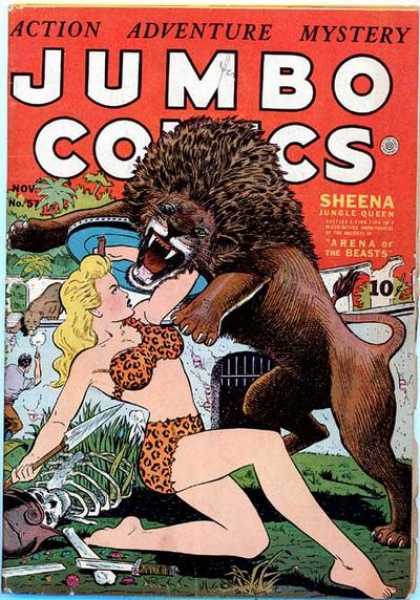 Jumbo Comics 57 - Lion - Spear - Sheena - Shield - Bones