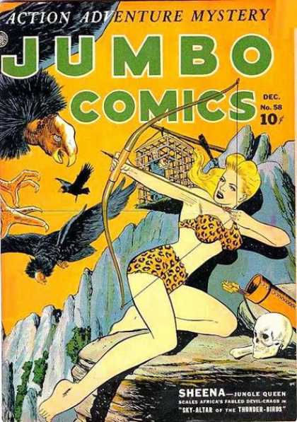 Jumbo Comics 58 - Sheena - Jungle Queen - Bow U0026 Arrow - Vulture - Leopard Skin Bikini