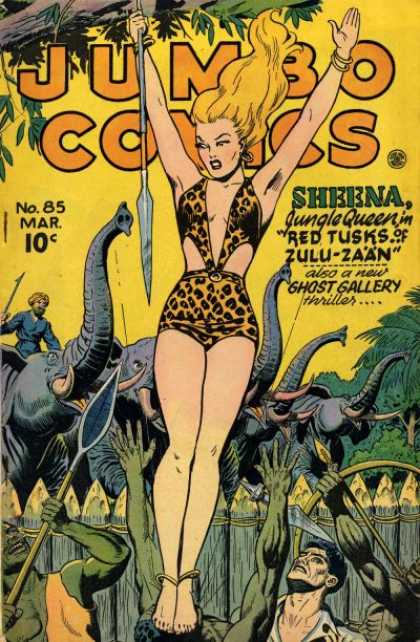 Jumbo Comics 85 - Ghost Gallery - Jungle Queen - Elephants - Sheena - Red Tusks Of Zulu - Zaan