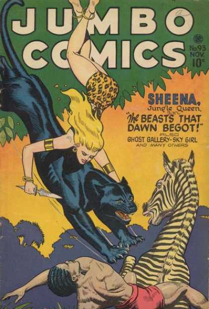Jumbo Comics 93 - Sheena - Zebra - Panther - Jungle Queen - The Beasts That Dawn Begot