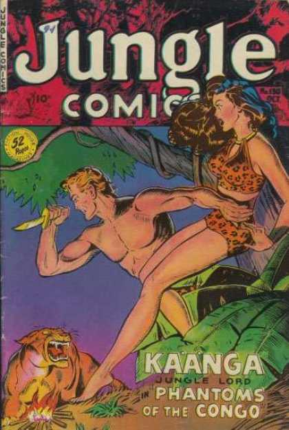 Jungle Comics 130 - Man - Woman - Knife - Tigar - Congo