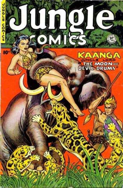 Jungle Comics 143 - Elephant - Leopards - Spear - Tusks - The Moon Of Devil Drums