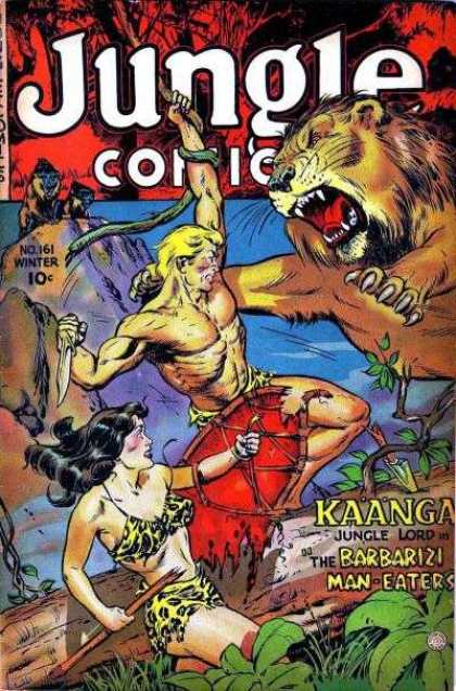 Jungle Comics 161 - Attack - Kaanga - Lion - Roaring - Plants